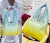 Handtasche Shopper Schultertasche Farbverlauf Ombre Batik Fransen Gelb Türkis